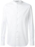 Paolo Pecora Band Collar Shirt, Men's, Size: 41, White, Cotton/polyamide/spandex/elastane