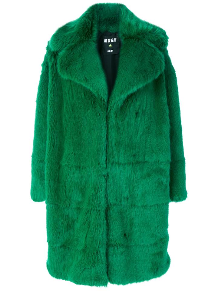 Msgm Fur Coat - Green