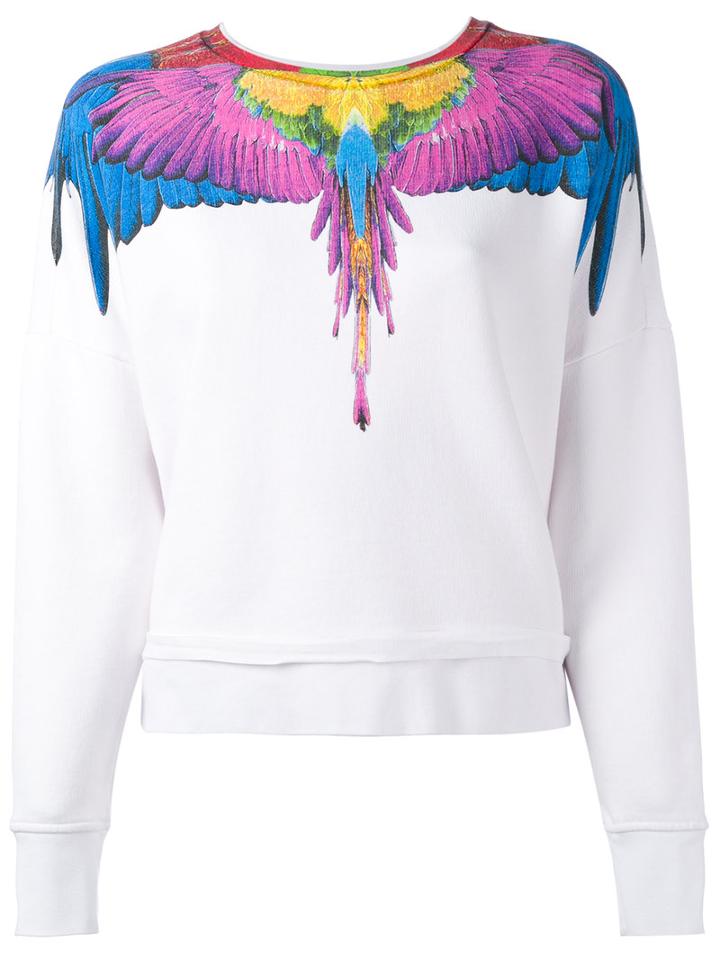 Marcelo Burlon County Of Milan - Rainbow Feather Print Sweatshirt - Women - Cotton - S, White, Cotton