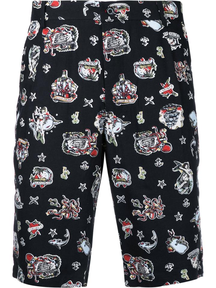Guild Prime Tattoo Print Shorts - Black