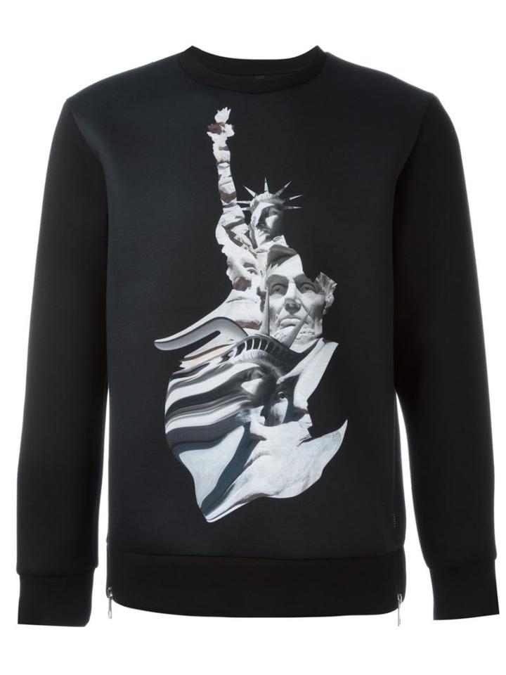 Neil Barrett Statue Print Sweatshirt, Men's, Size: Xl, Black, Polyester/viscose/polyurethane