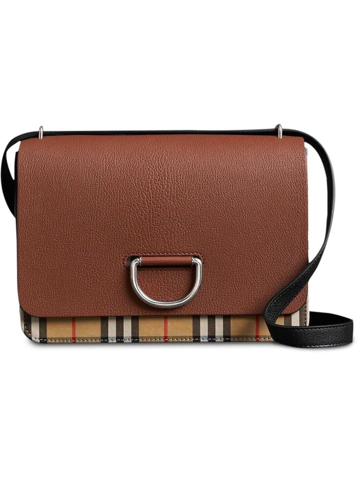 Burberry The Medium Vintage Check And Leather D-ring Bag - Brown