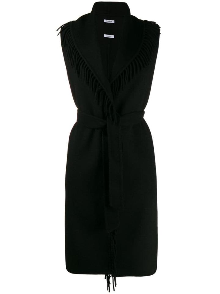 P.a.r.o.s.h. Fringed Hem Coat - Black