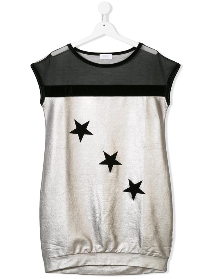 Monnalisa Star Print Dress - Metallic