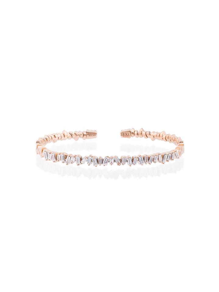Suzanne Kalan 18k Rose Gold And Diamond Fireworks Classic Baguette
