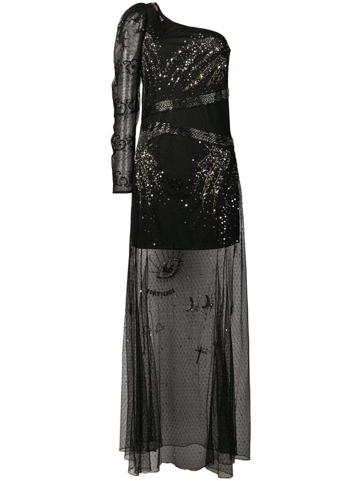 Patrizia Pepe One-shoulder Embellished Dress - Black