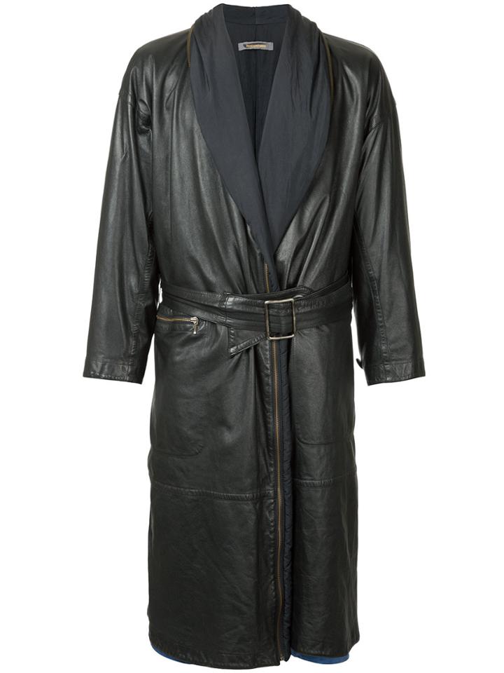 Issey Miyake Vintage Faux Leather Trench Coat - Black