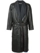 Issey Miyake Vintage Faux Leather Trench Coat - Black