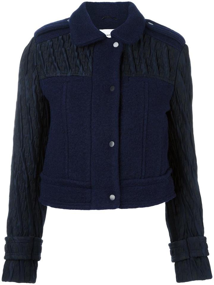 Carven Quilted Sleeves Jacket, Women's, Size: 42, Blue, Virgin Wool/polyamide/acetate/viscose