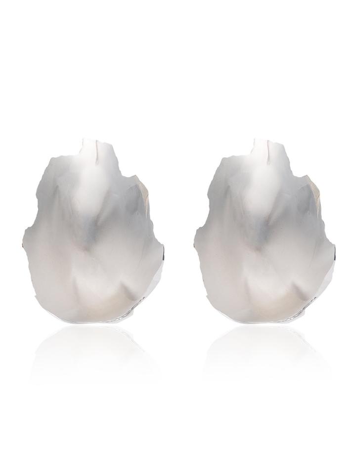All Blues Silver Egg White Earrings - Metallic
