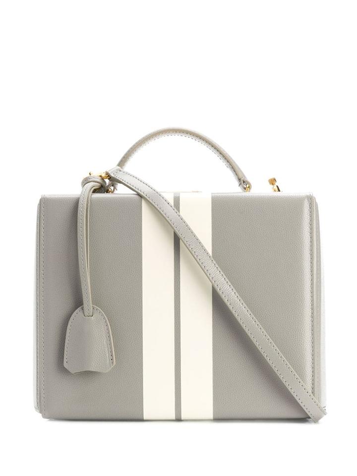 Mark Cross Striped Box Tote Bag - Grey