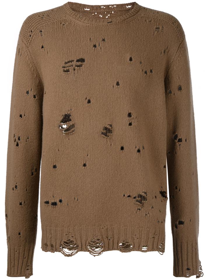 Takahiromiyashita The Soloist Destroyed Jumper - Brown
