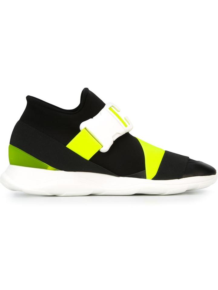 Christopher Kane Safety Buckle Sneakers, Men's, Size: 40, Black, Nylon/rubber