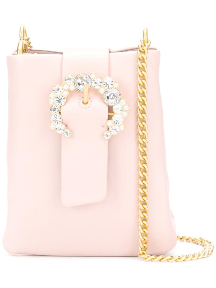 Tory Burch Embellished Buckle Crossbody Bag - Pink