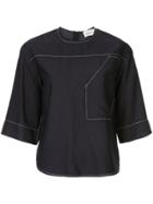 Ports Pure Contrast Stitching Top - Blue