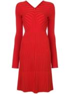 Victoria Beckham Ribbed V-neck Dress - Red