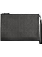 Burberry Perforated Logo Leather Zip Pouch - Black