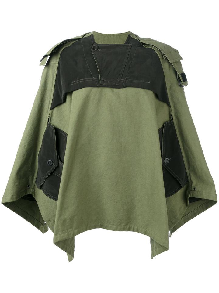 As65 Anorak Cape, Women's, Size: Medium, Green, Cotton/cupro