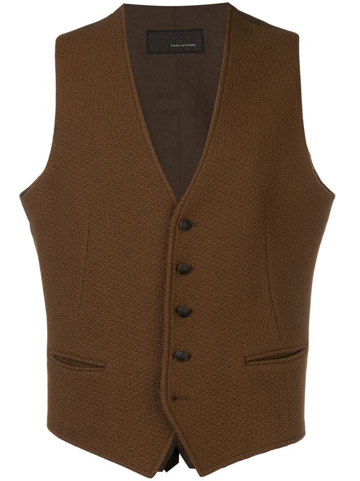 Tagliatore Textured Gilet - Brown