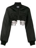 Ashley Williams - Beaded Bra Bomber Jacket - Women - Nylon/glass - M, Women's, Black, Nylon/glass