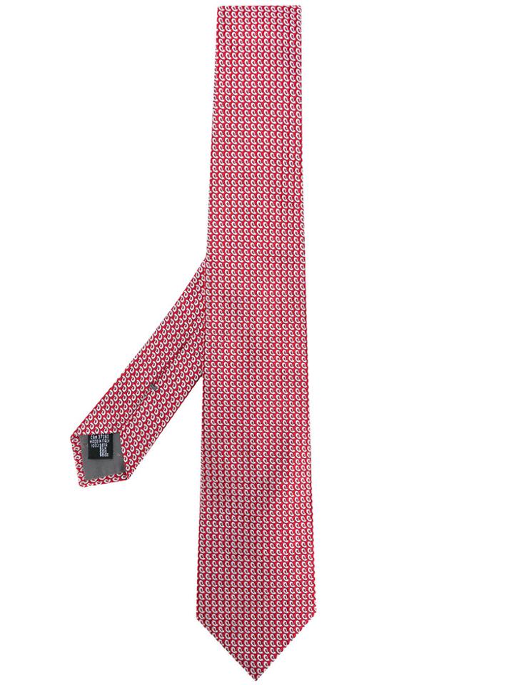 Emporio Armani Jacquard Pattern Tie - Red