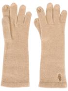Polo Ralph Lauren Embroidered Logo Gloves, Women's, Nude/neutrals, Spandex/elastane/cashmere