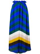 Fendi Flared Stripe Trousers, Women's, Size: 42, Blue, Silk