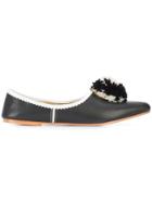 Figue Ines Pompom-embellished Slippers - Black