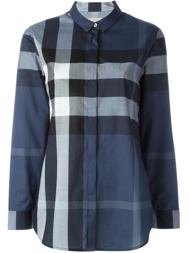 Burberry Brit Checked Shirt, Women's, Size: Small, Blue, Cotton