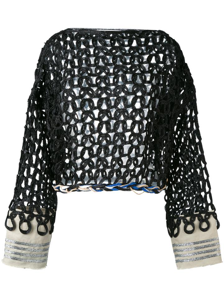 Aviù - Open Knit Jumper - Women - Cotton/polyamide/polyester/viscose - 40, Black, Cotton/polyamide/polyester/viscose