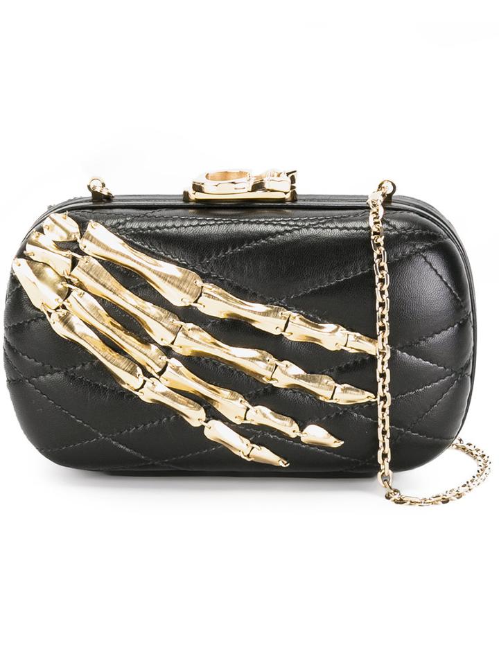 Corto Moltedo - Susan C Star Clutch Bag - Women - Nappa Leather/brass/silk Satin - One Size, Women's, Black, Nappa Leather/brass/silk Satin