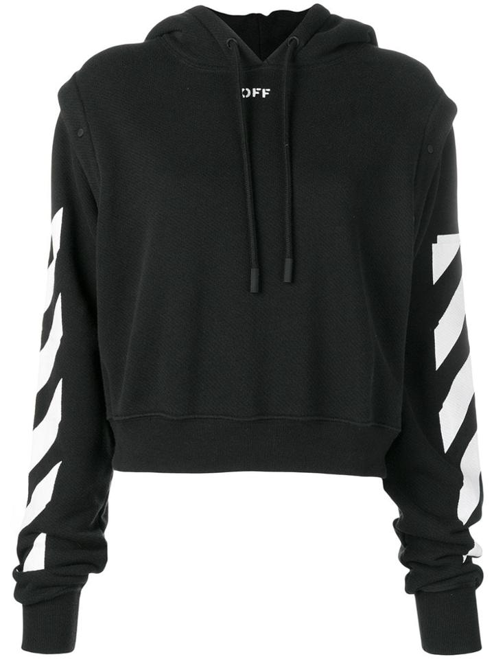 Off-white Stripe Detailed Hoodie - Black