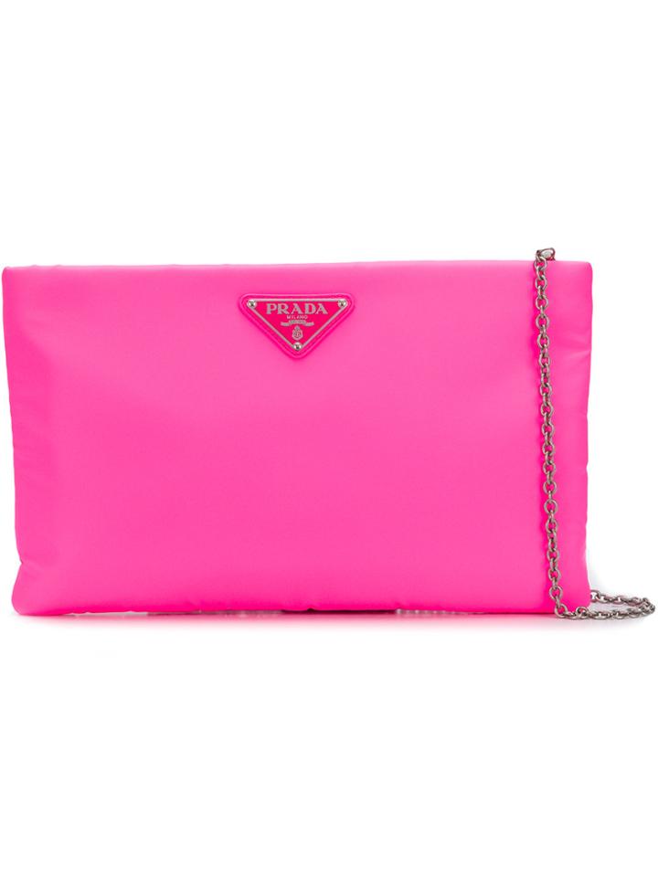 Prada Logo Plaque Clutch - Pink & Purple