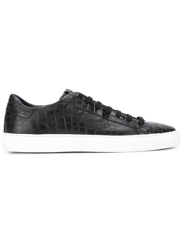 Hide & Jack Crocodile Effect Sneakers - Black