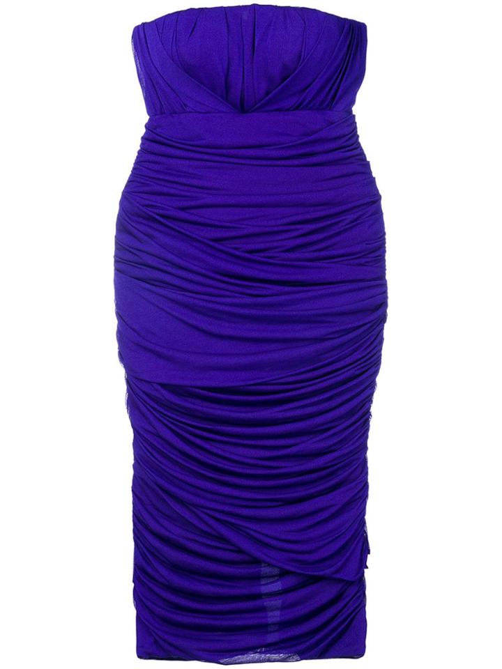 Tom Ford Ruched Bandeau Dress - Pink & Purple