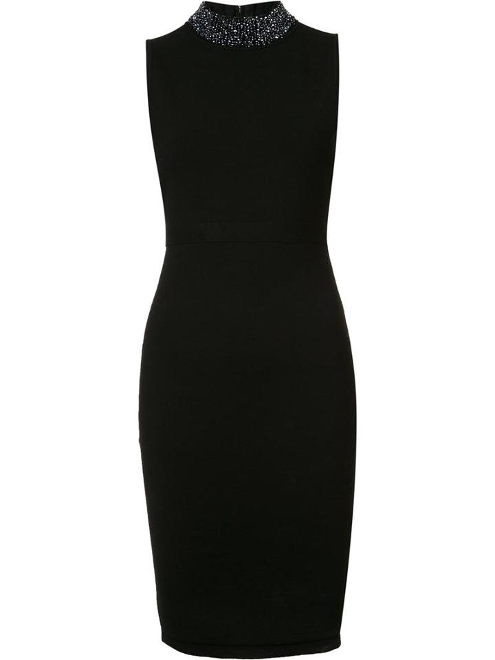 Milly Embellished High Neck Dress, Women's, Size: Small, Black, Viscose/polyester/glass