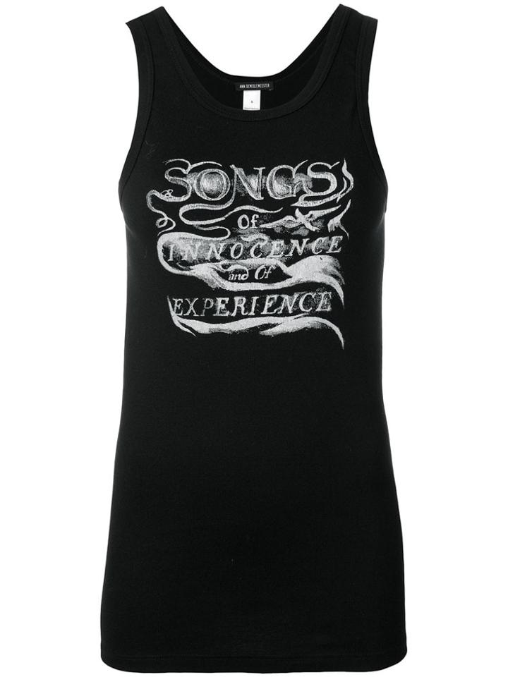 Ann Demeulemeester Slogan Fitted Tank Top - Black