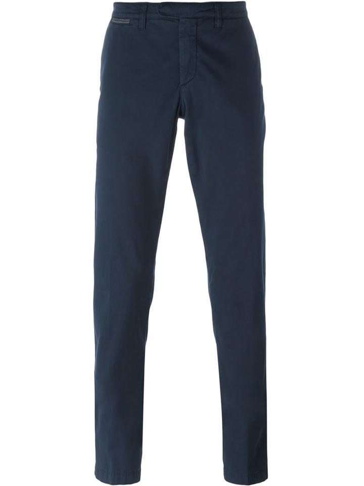 Eleventy Slim Chino Trousers, Men's, Size: 31, Blue, Cotton/spandex/elastane