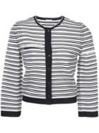 Oscar De La Renta Embroidered Knit Cardigan - Blue
