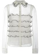 Red Valentino Ruffled Buttoned Blouse, Women's, Size: 40, White, Silk/polyester