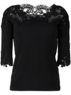 Ermanno Scervino Lace Inserts T-shirt, Women's, Size: 48, Black, Cotton