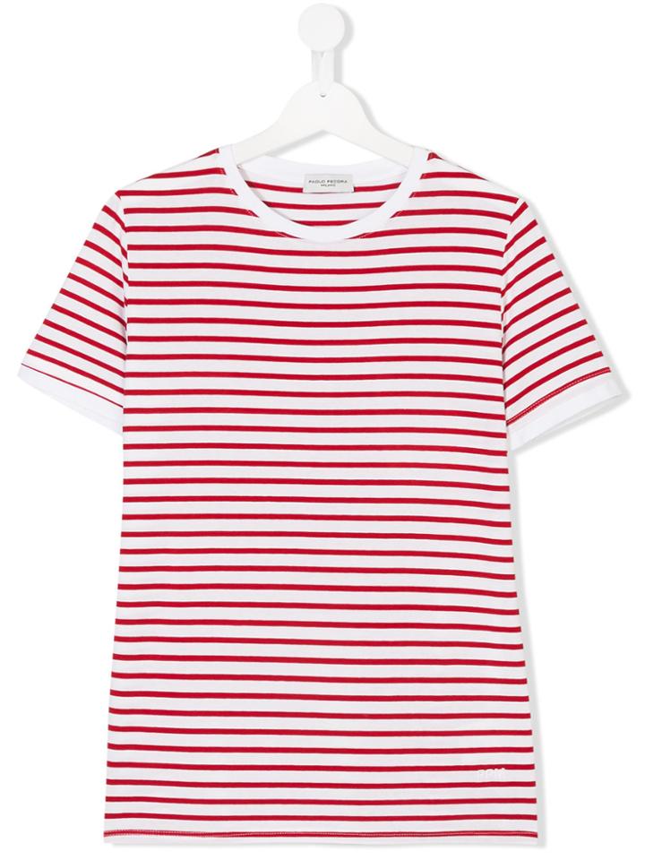 Paolo Pecora Kids Teen Striped Short Sleeve T-shirt - Red