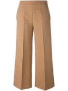 Msgm Cropped Wide Leg Trousers, Women's, Size: 44, Nude/neutrals, Polyester/viscose/spandex/elastane