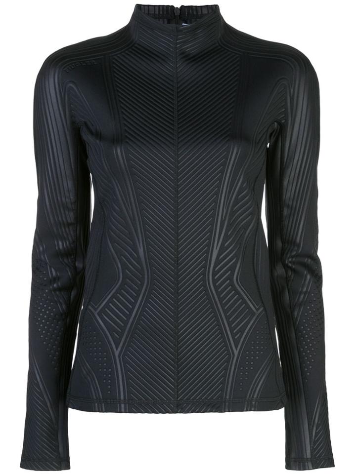 Mugler Lycra Mock-neck Top - Black