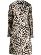 Prada Leopard Print Buttoned Coat - Neutrals