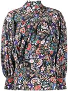 Isabel Marant Floral Print High Neck Blouse - Black