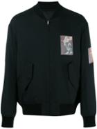 Alexander Wang Patch Detailed Bomber Jacket, Men's, Size: 46, Black, Silk/acrylic/polyester/viscose