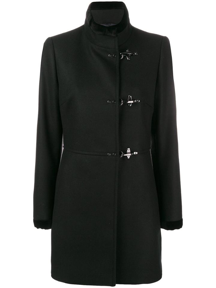 Fay Hook Fastening Coat - Black