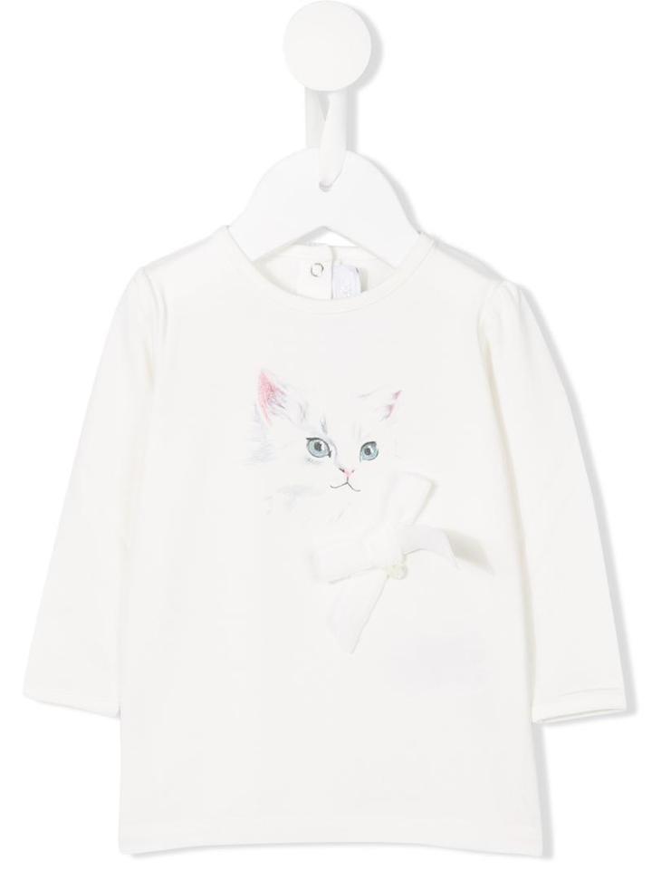 Tartine Et Chocolat - Cat Print T-shirt - Kids - Cotton/spandex/elastane/modal - 9 Mth, Infant Girl's, White