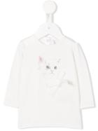 Tartine Et Chocolat - Cat Print T-shirt - Kids - Cotton/spandex/elastane/modal - 9 Mth, Infant Girl's, White